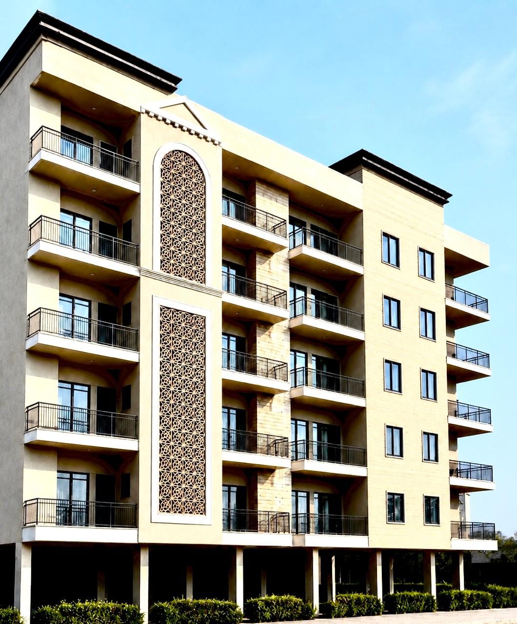 Front elevation of 90 budget 2BHK apartments